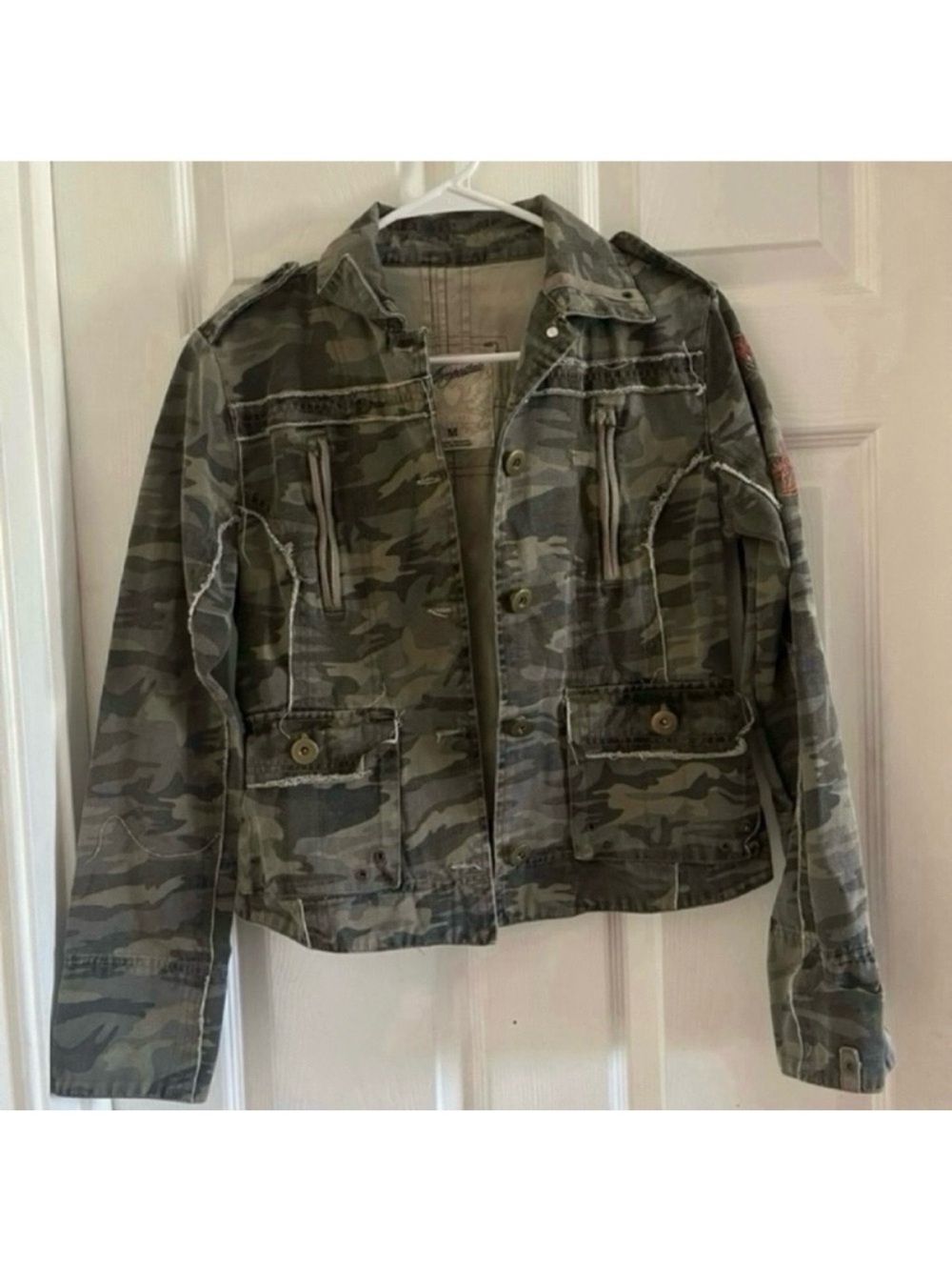 Aeropostale y 2k vintage military camo embroidered grunge statement bold jacket